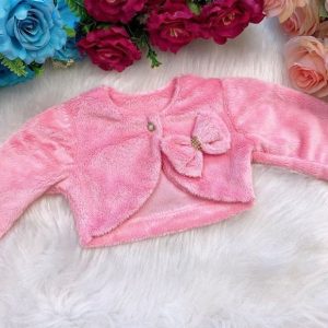 Bolero Rosa Chiclete com Enfeite de Lacinho