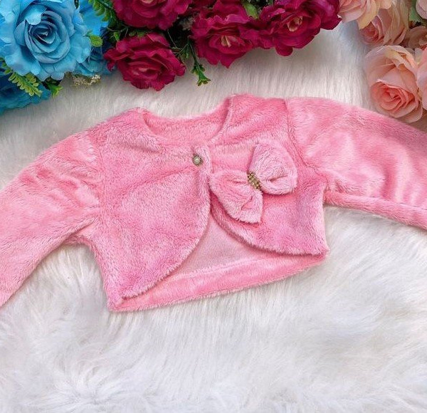 Bolero Rosa Chiclete com Enfeite de Lacinho