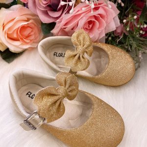 Sapatilha Flor Di Mila Dourado Gliter