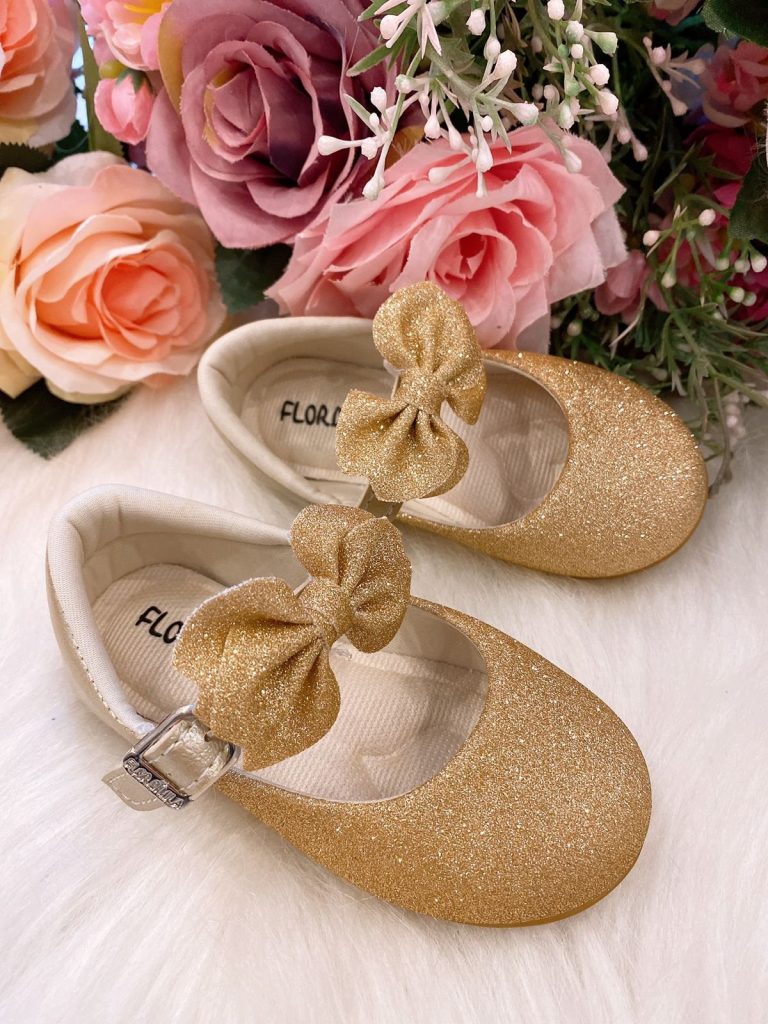 Sapatilha Flor Di Mila Dourado Gliter