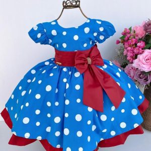 Vestido Infantil Menina Bonita Azul Galinha Pintadinha Poá