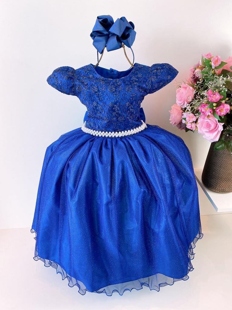 Vestido Juvenil Mariê Longo Azul Royal