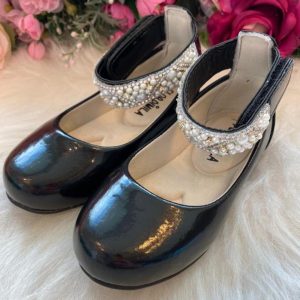 Sapatilha Flor di Mila Preto Perolas Luxo