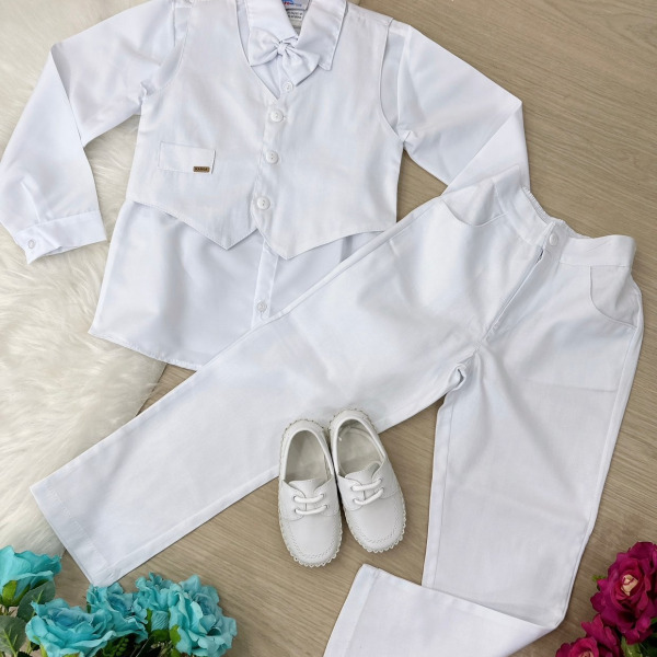 Conjunto Meninos Kanga Danilo Social Branco Colete