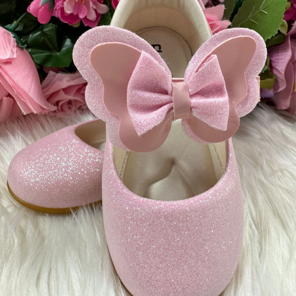 Sapatilha Flor Di MIla Baby Rosa Gliter