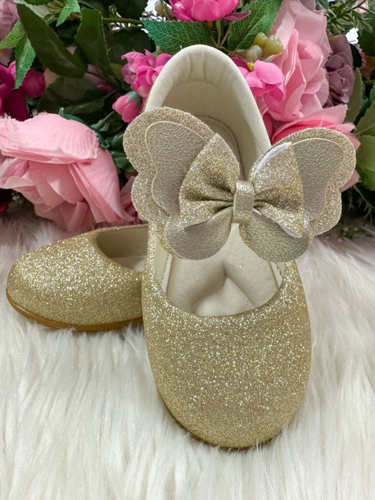 Sapatilha Flor Di MIla Baby Dourado Gliter