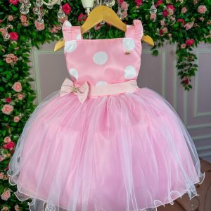 Vestido Banana Club Bolinhas Minnie/Minie Rosa Poá