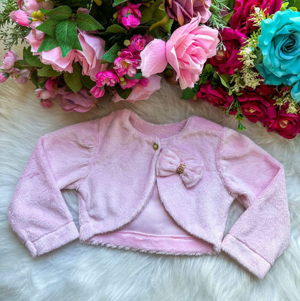 Bolero Rosa Bebe com Enfeite de Lacinho