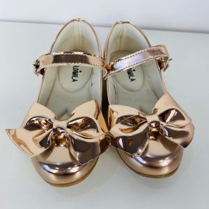 Sapatilha Flor Di Mila Laço Dourado Metalizado