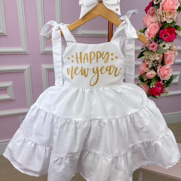 Vestido Blogueirinha Branco Feliz Ano Novo