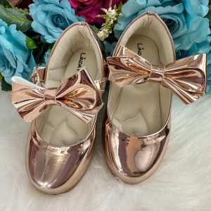 Sapatilha Flor Di Mila Laço Dourada Metalizado Modelo 2