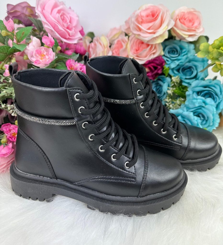 Bota/Coturno Ousadia Preta Adulta Strass