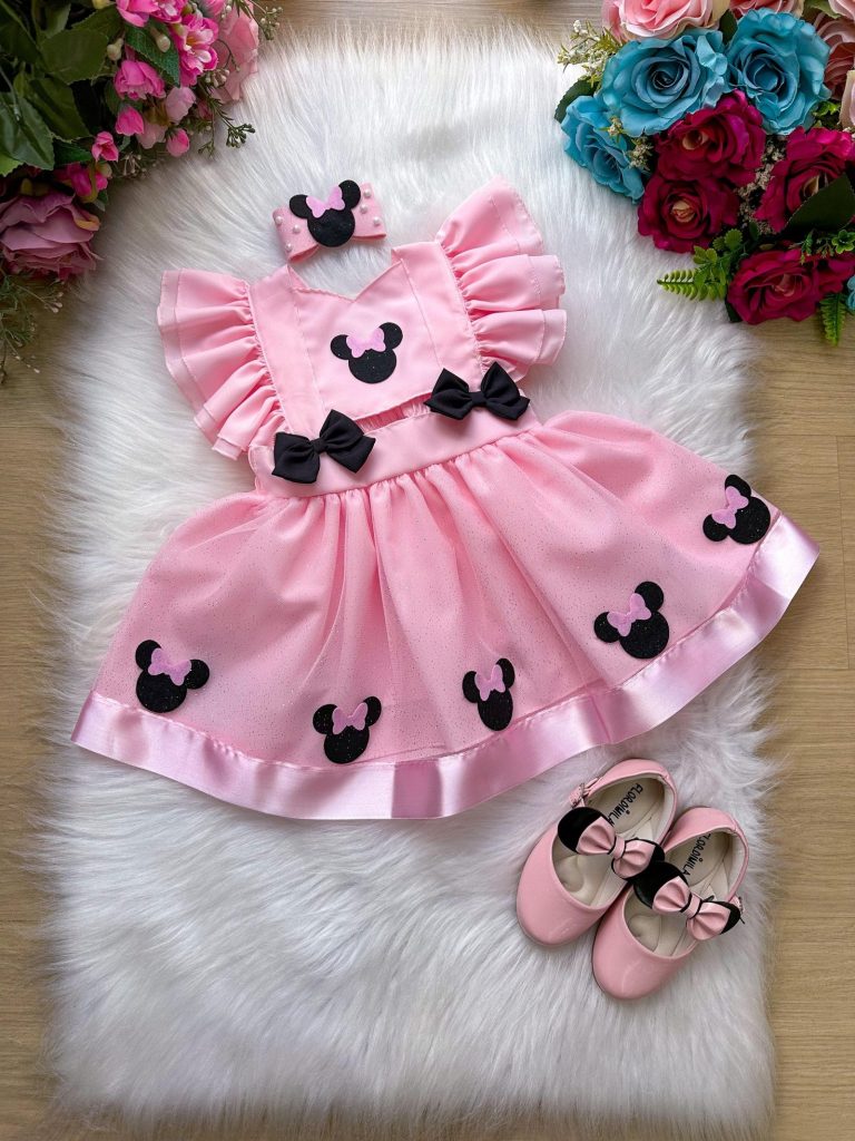 Romper/Vestido Princesa Belli Minnie/Minie Rosa