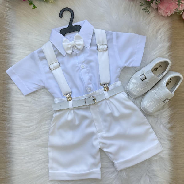 Conjunto Miss Cherry Meninos Social Shorts Ravi Branco