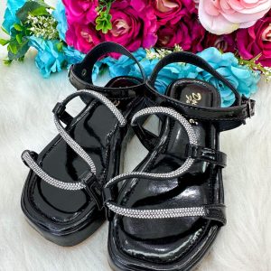 Sandália Doce Pe Verniz Preta Lilia