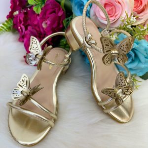 Sandalia Flor Di Mila Laise Borboletas Dourada