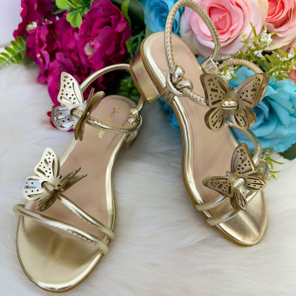Sandalia Flor Di Mila Laise Borboletas Dourada