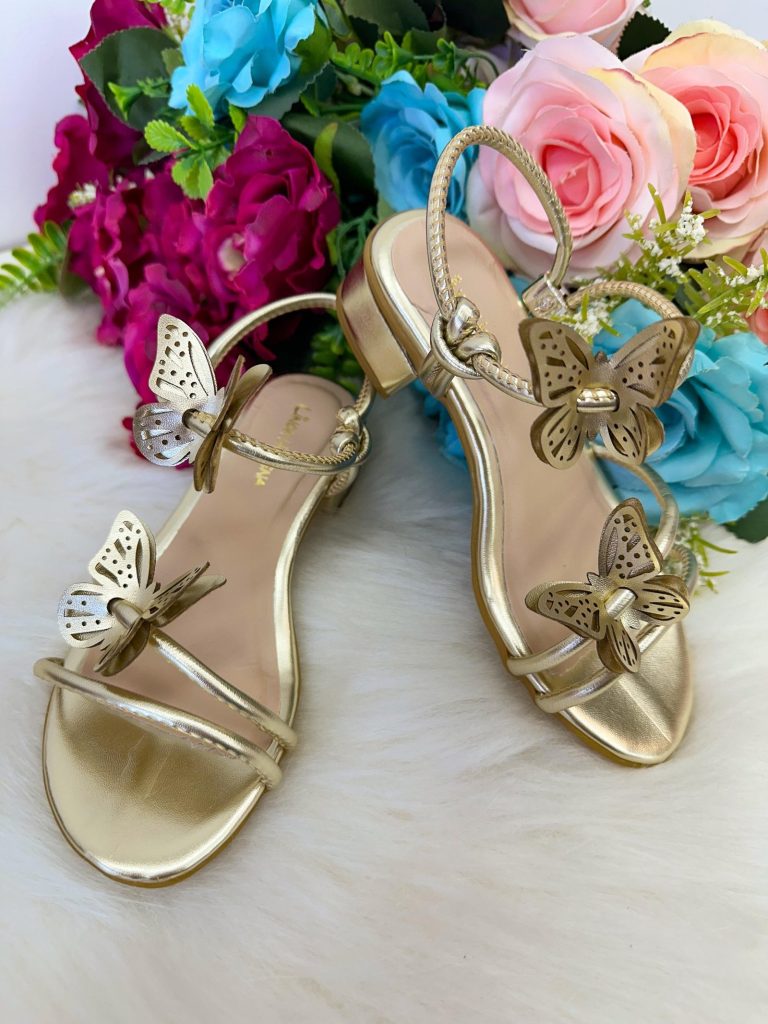 Sandalia Flor Di Mila Laise Borboletas Dourada