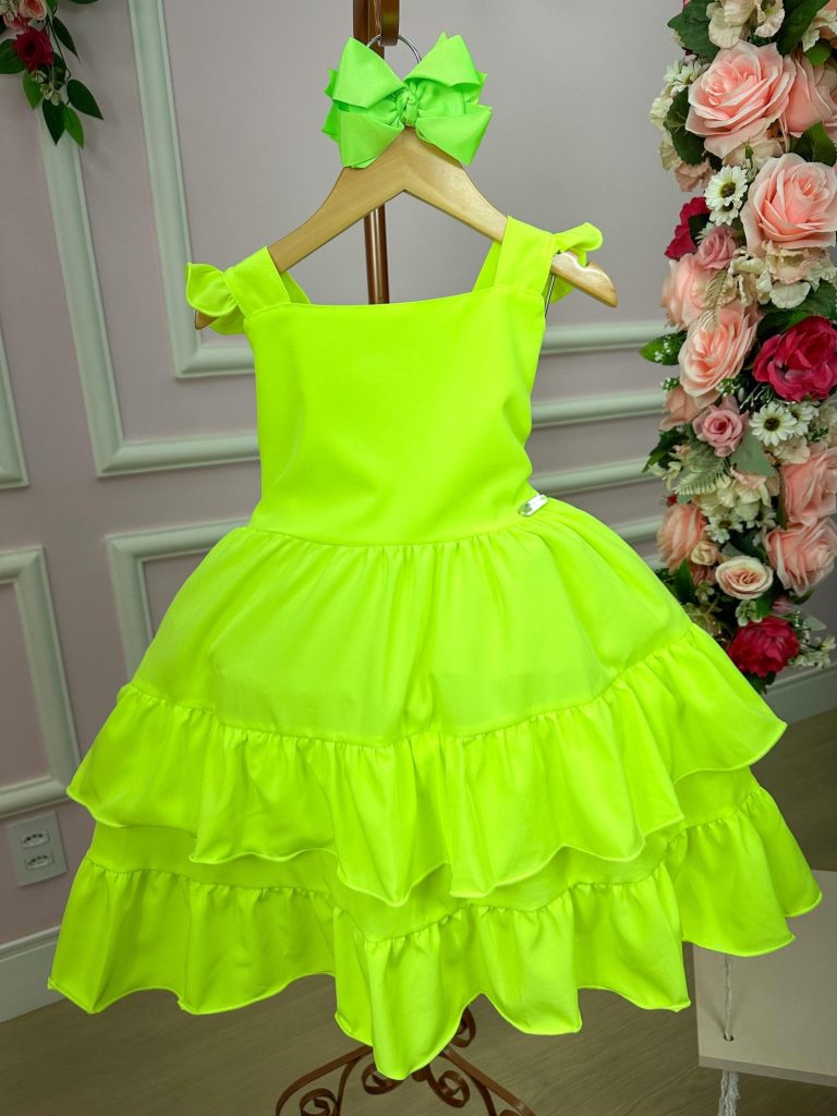Vestido Banana Club Mariana Modinha Verde Neon