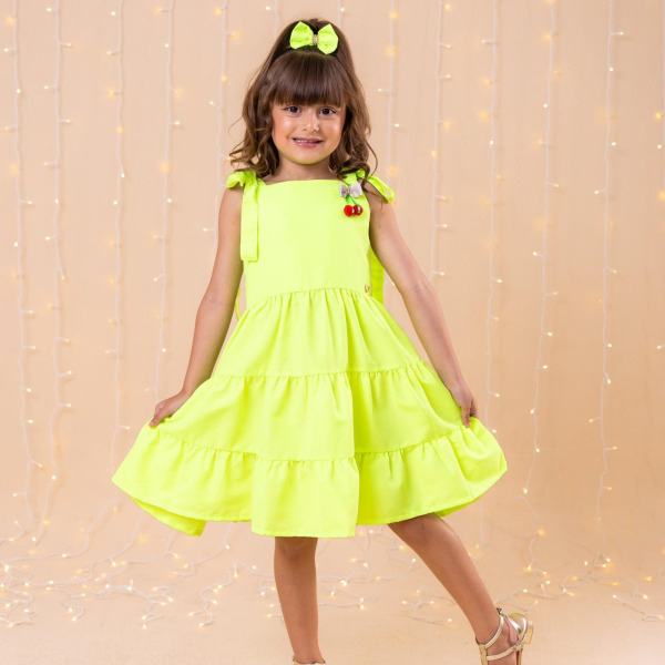 Vestido Blogueirinha Verde Neon Cerejinha