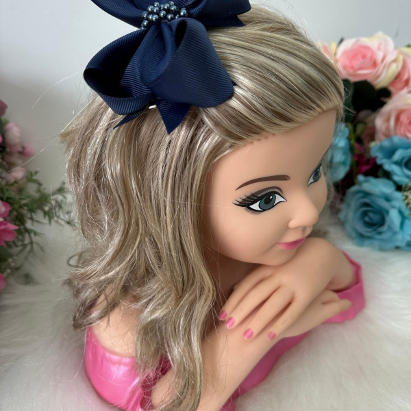 Laço Belli Perolas Maria Eduarda Azul Marinho