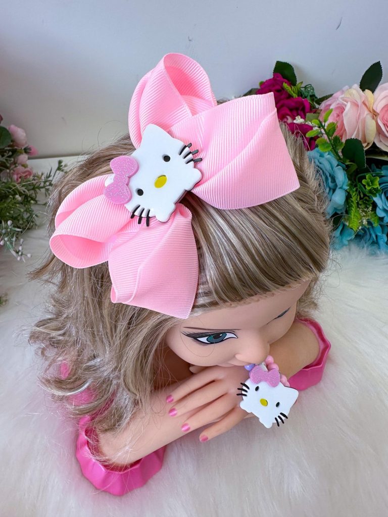 Laço Belli Tematico Hello Kitty + Pulseiras