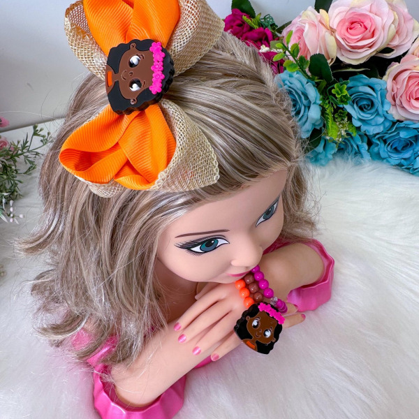 Laço Belli Tematico Moana + Pulseiras