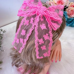 Laço Belli Jessica Renda Rosa Chiclete