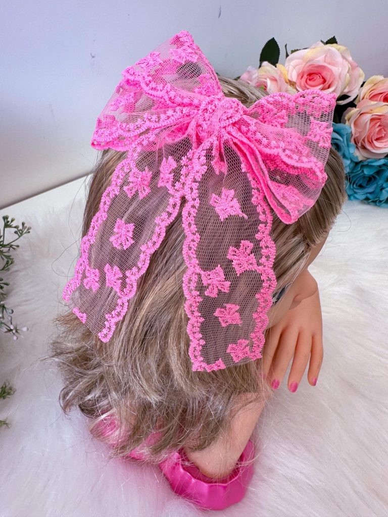 Laço Belli Jessica Renda Rosa Chiclete