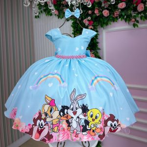 Vestido Ysa Kids Looney Tunes Baby Azul Bebe
