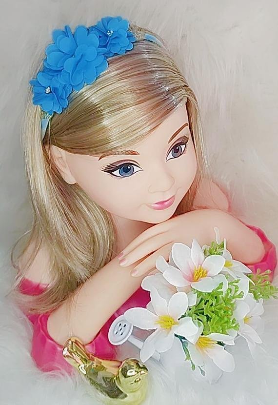 Faixa Belli Flor e Strass Azul Tiffany