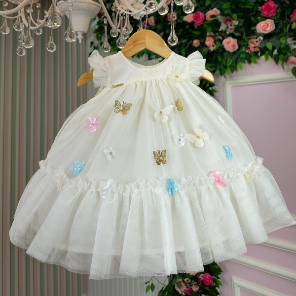 Vestido Vila Lele Jardim das Borboletas Baby Liz Off