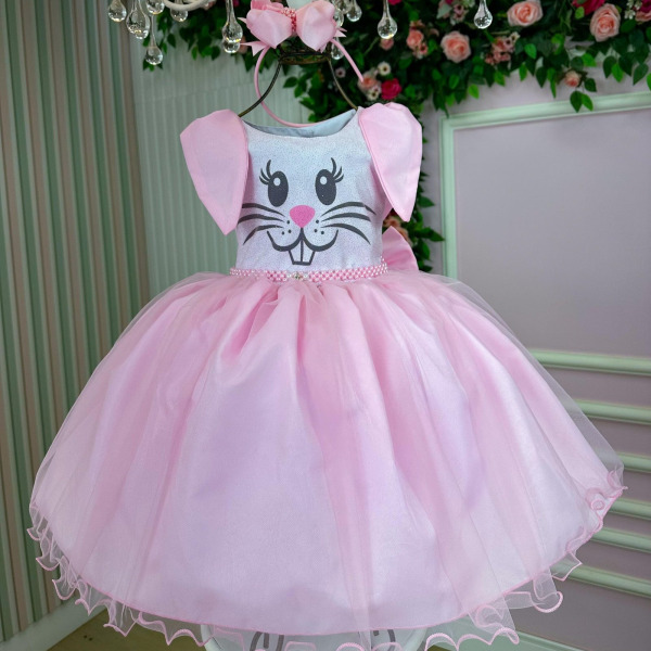 Vestido Marie Tematico Luxo Coelho/Coelhinho Pascoa
