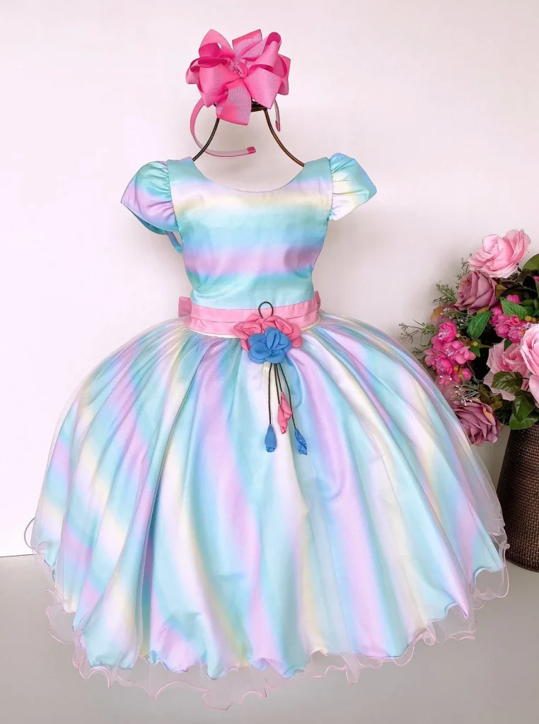 Vestido Infantil Bella Child Colorido Arco Iris