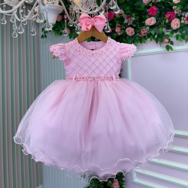 Vestido Menina Bonita Bebe Julieta Rosa Bebe