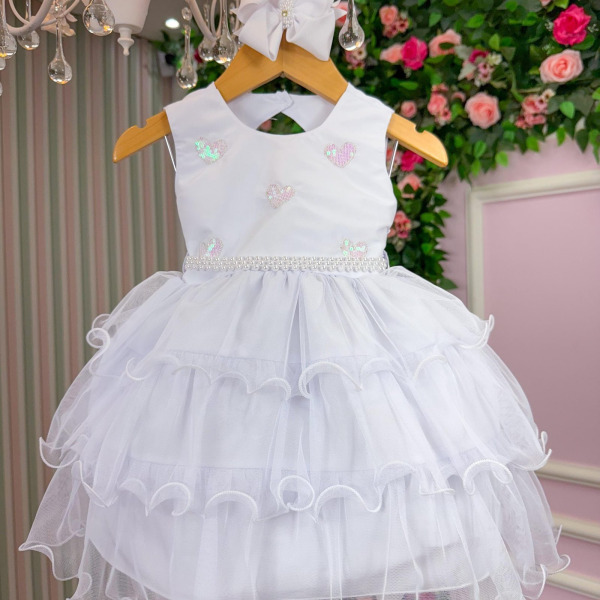 Vestido Vila Lele Bebe Lolo Saia Branca