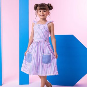 Vestido Banana Club Celine Lilas Listrado