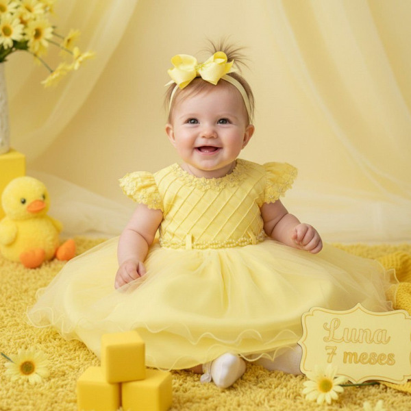 Vestido Menina Bonita Bebe Julieta Amarelo