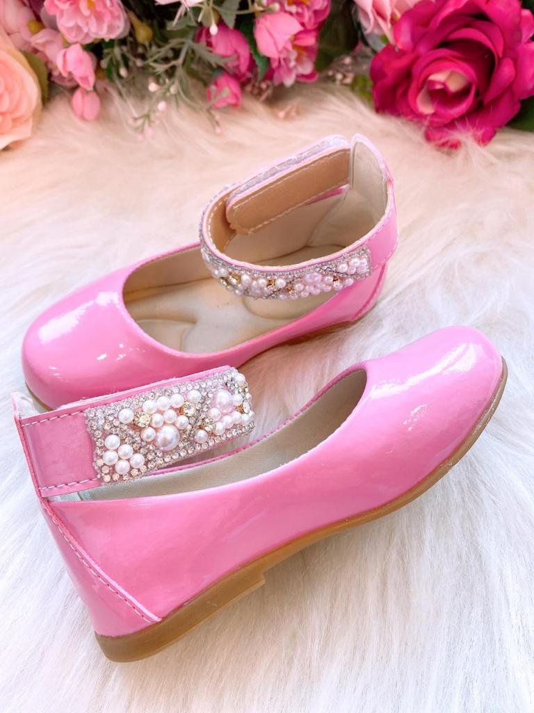 Sapatilha Flor di Mila Rosa Chiclete “Perolas” Luxo