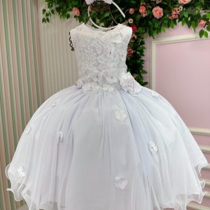 Vestido Juvenil Vila Lele Regata Flores Branco