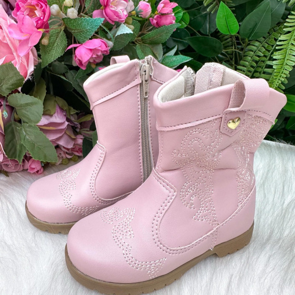 Bota/ Coturno Flor Di Mila Boiadeira Texana Liz Rosa Bebe