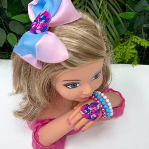 Laço Belli Tematico Stitch e angel + Pulseira Rosa e Azul