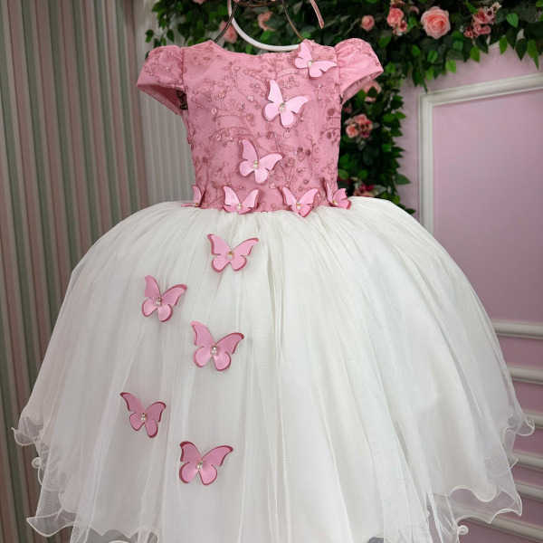 Vestido Juvenil – Midi Vila Lele Sabrina Rose e Off