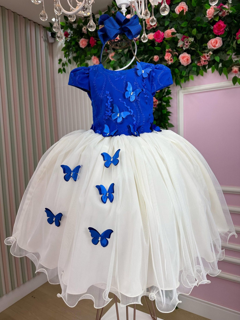 Vestido Juvenil – Midi Vila Lele Sabrina Azul Royal e