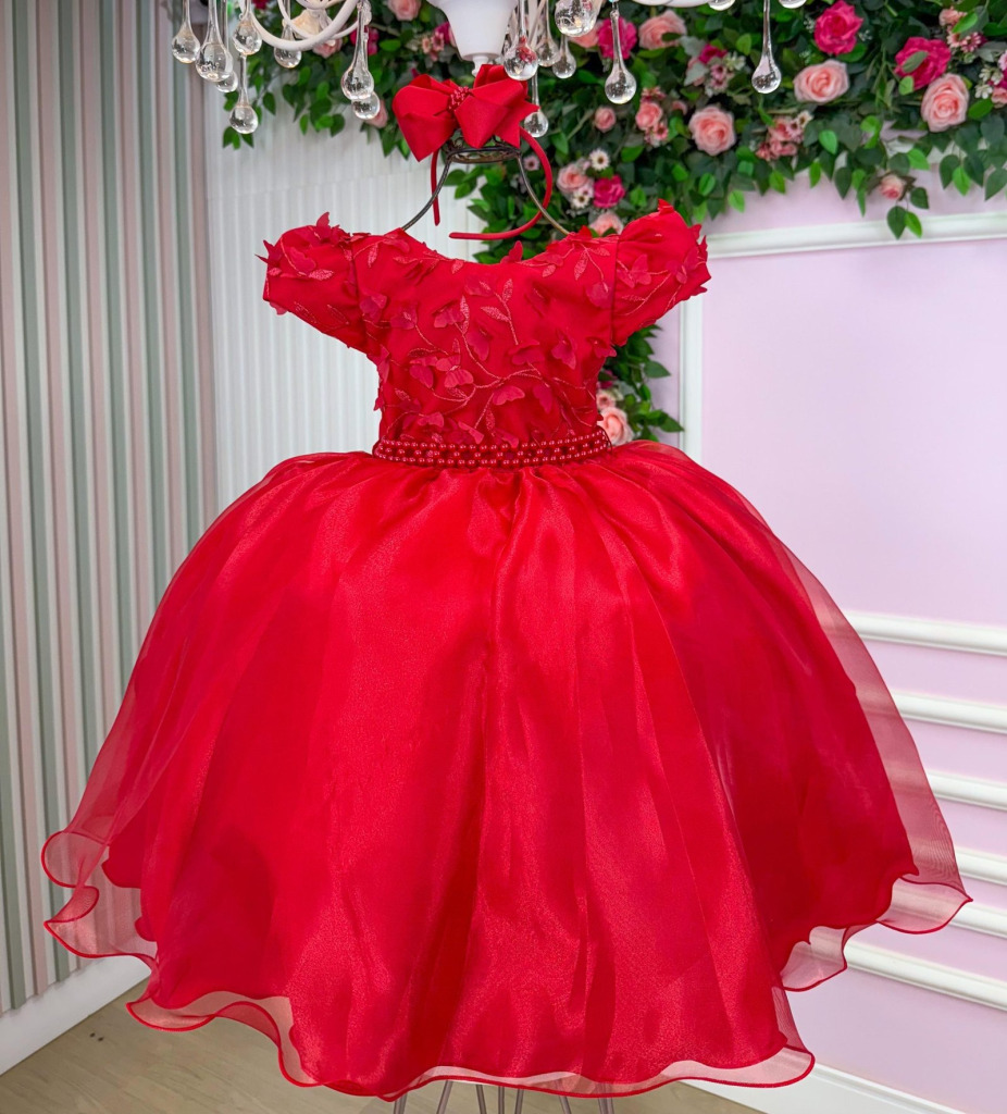 Vestido Juvenil Miss Cherry Paloma Vermelho