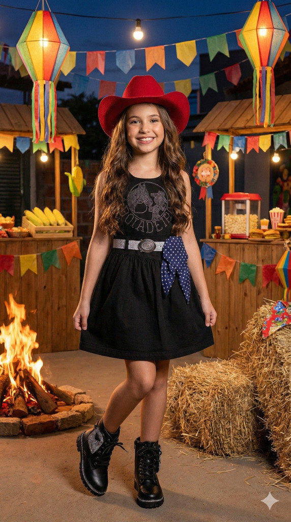 Vestido Blogueirinha Boiadeira do Sertão Preto