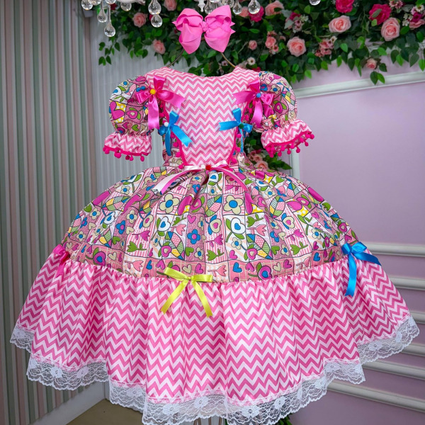 Vestido Marie Junino Quermesse de Luxo Pink