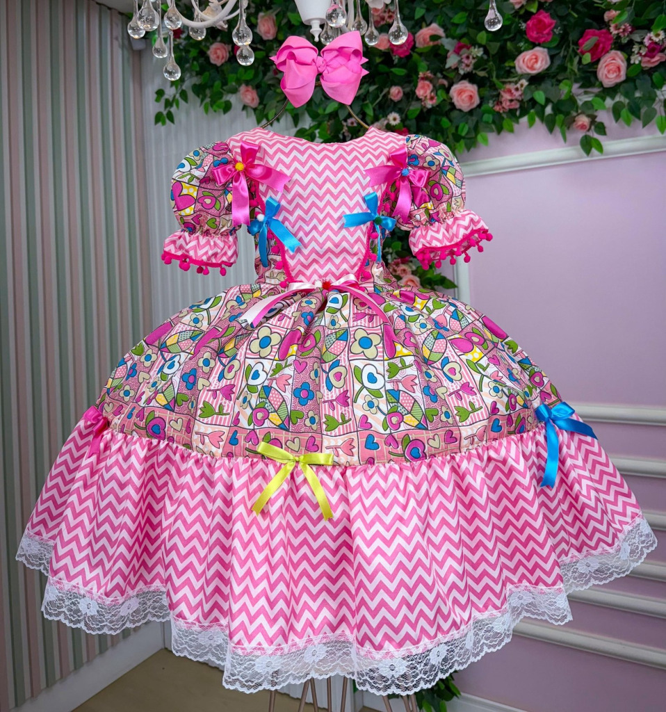 Vestido Marie Junino Quermesse de Luxo Pink