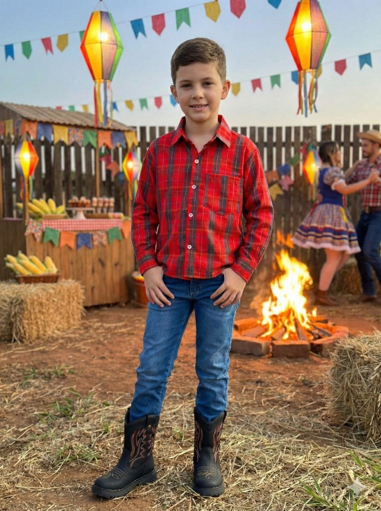 Camisa Xadrez Junina Noah Vermelho