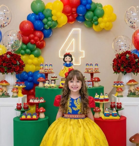 Vestido Marie Temático Realeza Branca De Neve